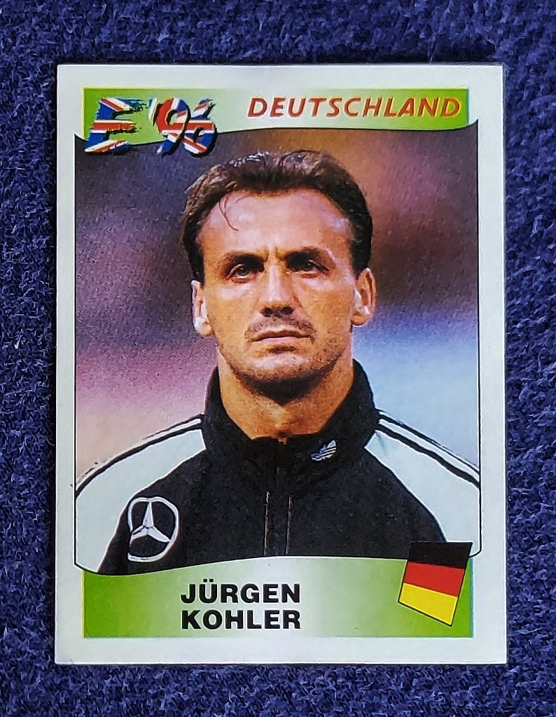 Panini sticker card voetbal ' EK Euro 1996 - Jürgen Kohler ', Ophalen of Verzenden, Nieuw, Sticker