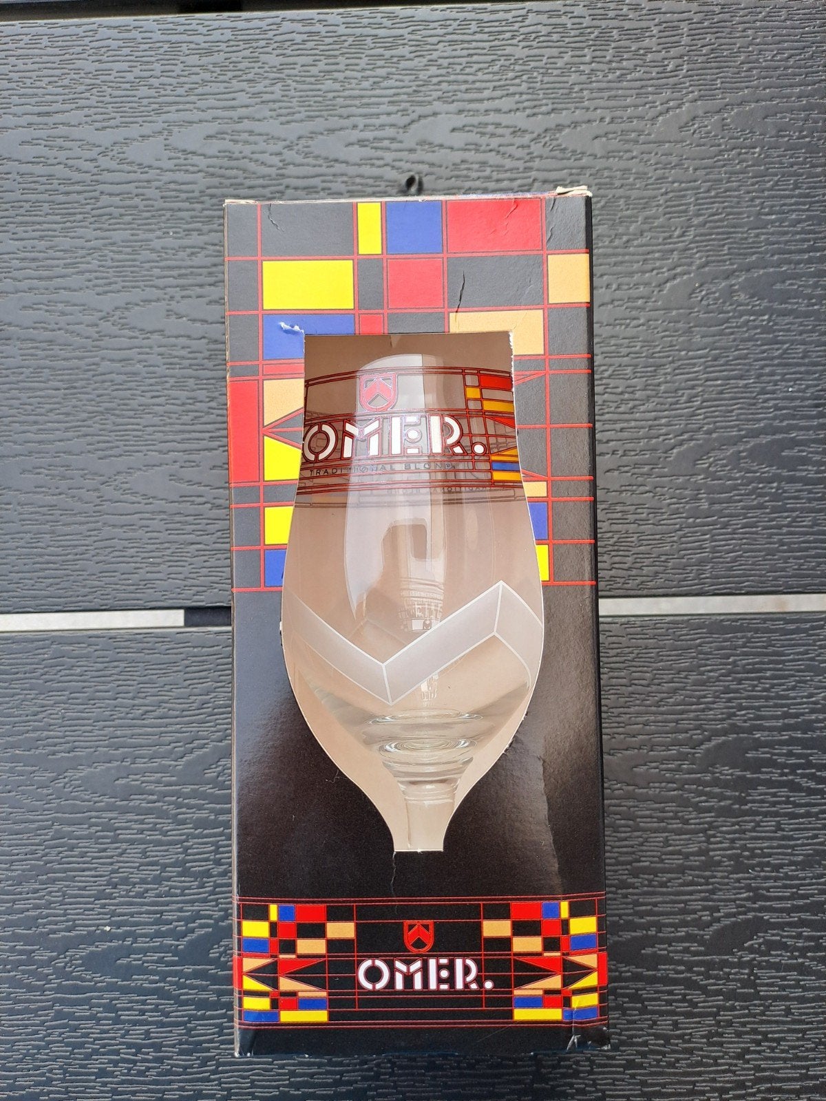 Omer glas Kristof Kimpe met originele verpakking, Verzamelen, Glas en Drinkglazen, Ophalen of Verzenden