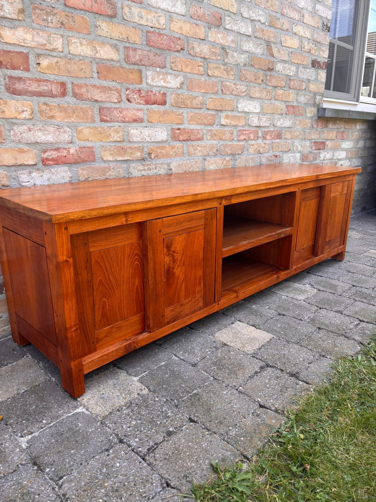 Massief teak tv-meubel, Ophalen, Gebruikt
