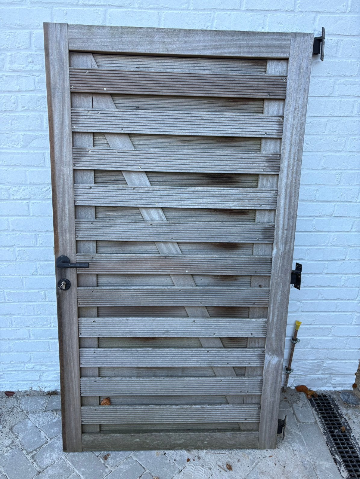 Porte de jardin en bois exotique dur 180 x100cm, Portail battant, Comme neuf, Moins de 100 cm, Bois