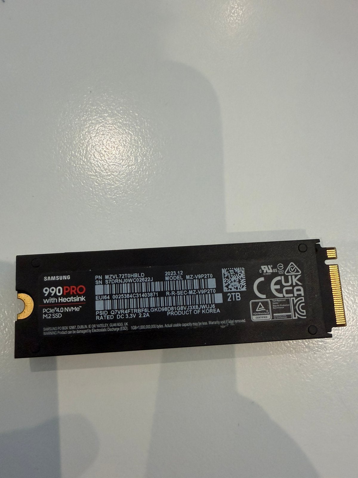 Samsung 990pro met heatsink. 6 maanden oud, Computers en Software, Ophalen of Verzenden, Zo goed als nieuw