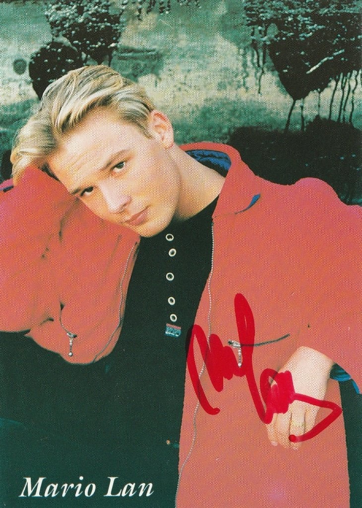 Mario Lan - foto met handtekening - 1995, Ophalen of Verzenden, Zo goed als nieuw, Foto of Kaart, Gesigneerd