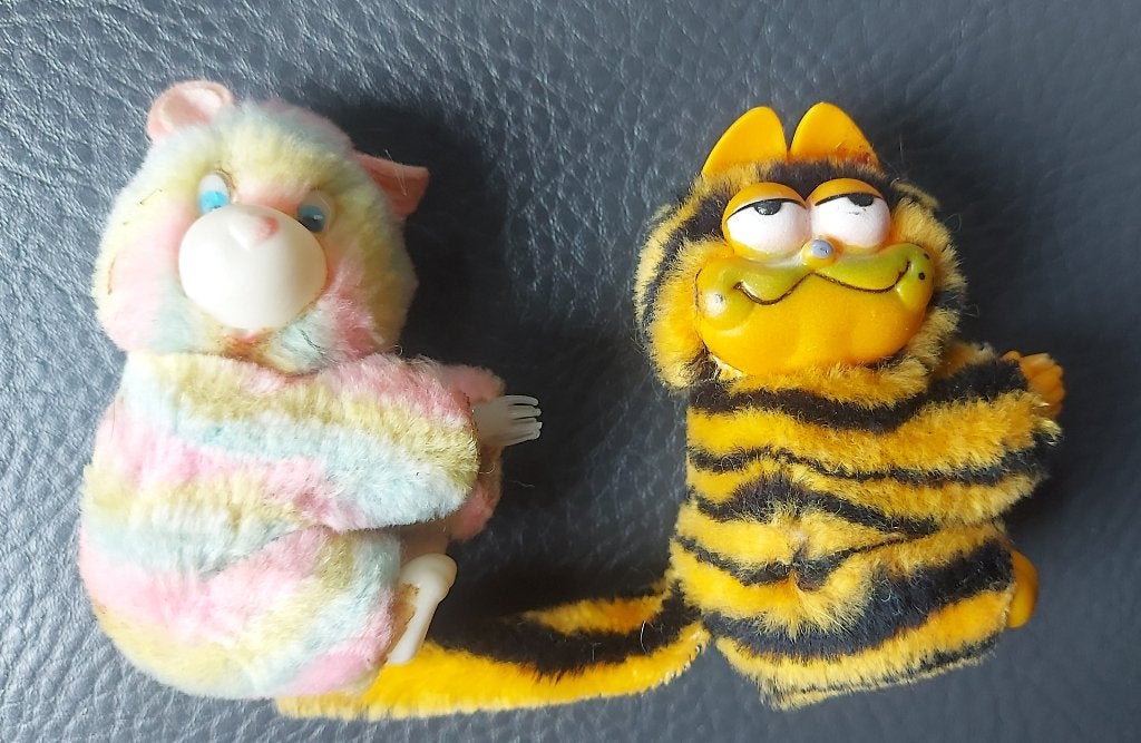 2 vintage knuffels met clips uit de jaren 80, Kinderen en Baby's, Ophalen of Verzenden, Gebruikt, Klein (minder dan 20 cm)