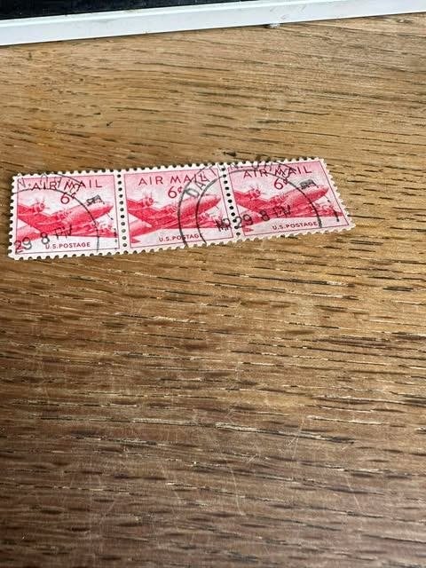 3 stamp postzegel air mail 6 c U.S. postage, Postzegels en Munten, Ophalen of Verzenden, Gestempeld, Vliegtuigen