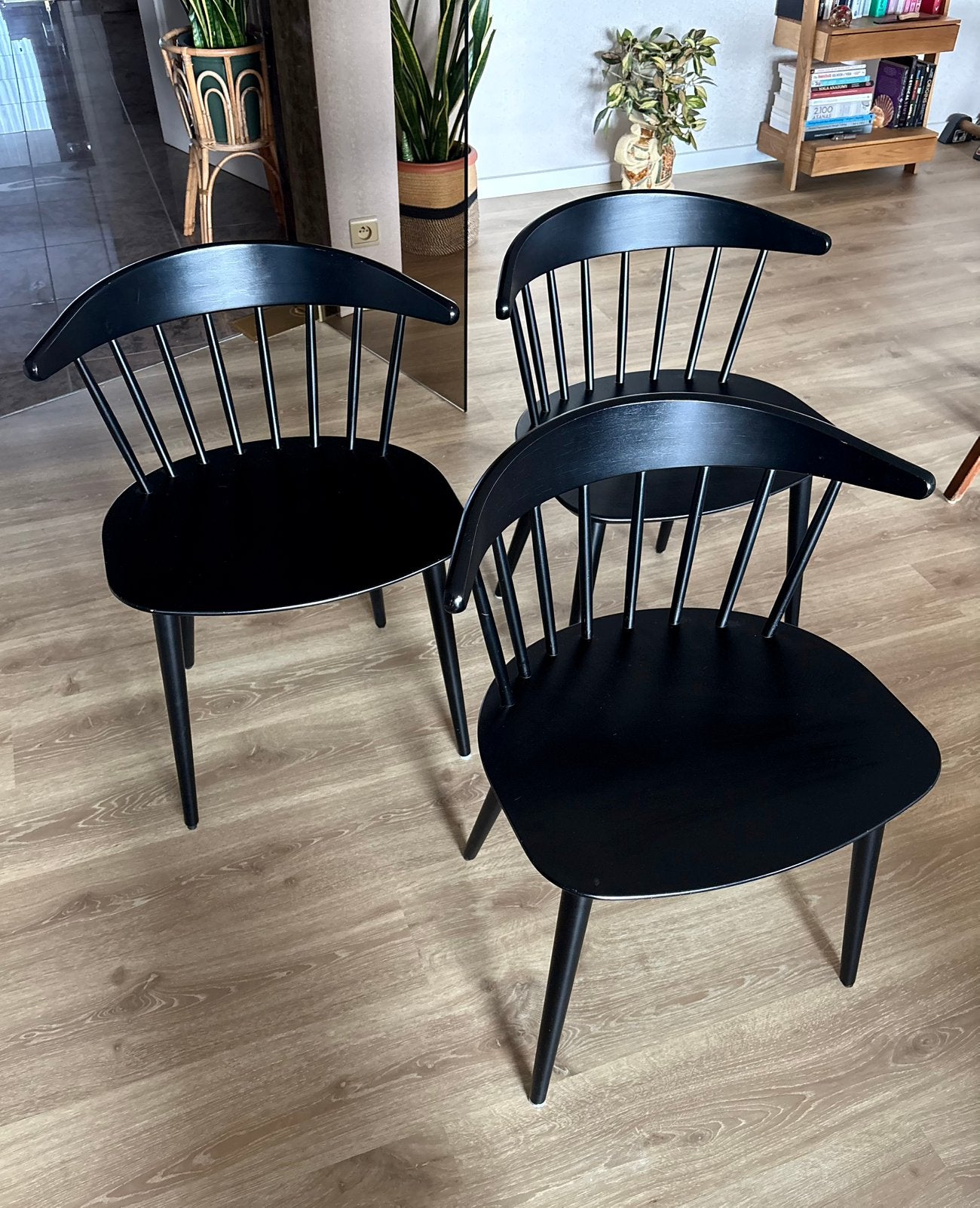 3 x chaise noire, Maison & Meubles, Chaises, Trois, Comme neuf, Enlèvement, Bois