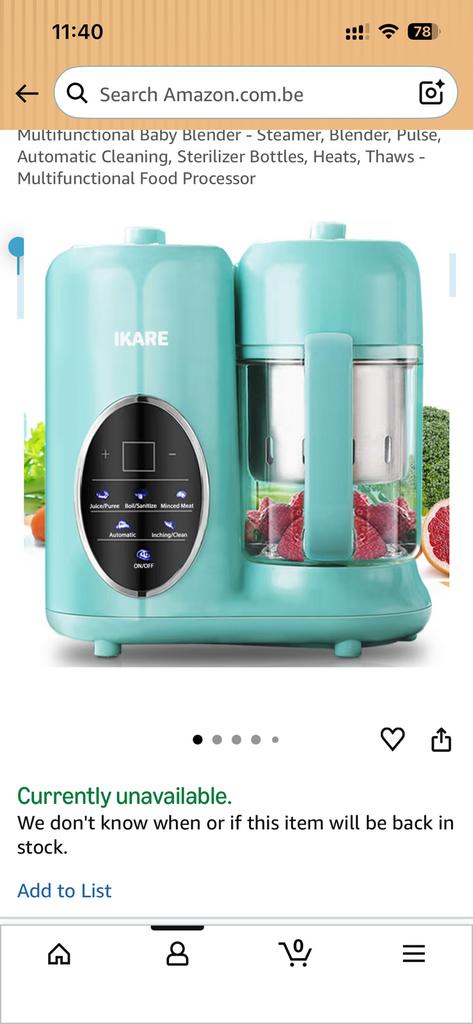 Machine à manger pour enfants, Résiste au lave-vaisselle, 1 vitesse, Enlèvement, Moins de 1 litre