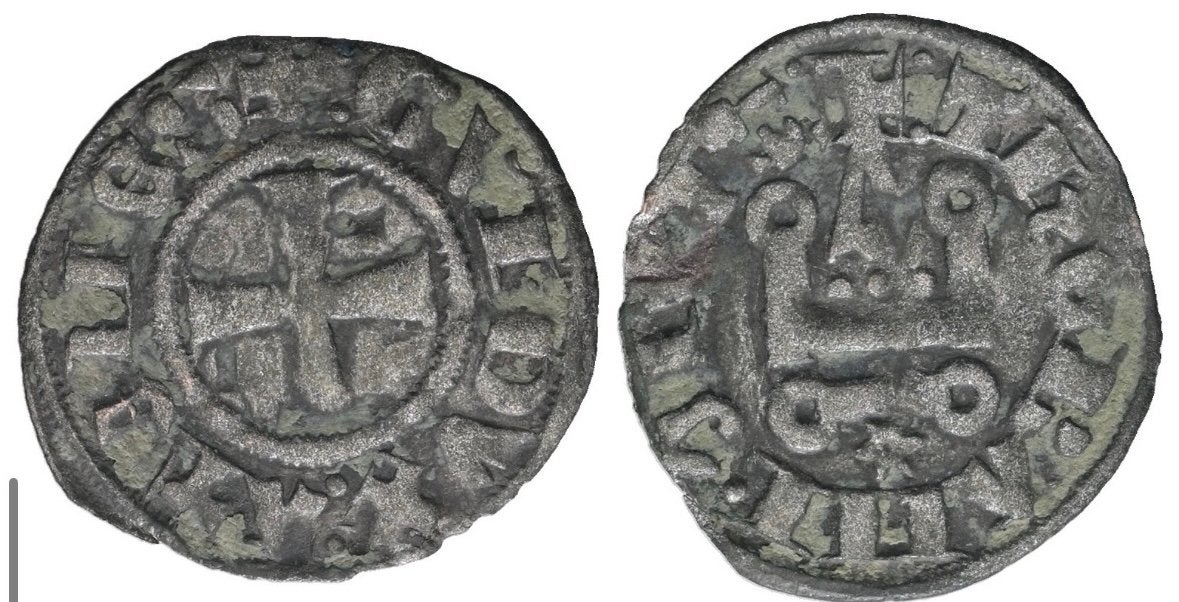 Middeleeuwse munt - kruisvaarders - guy de la roche, Postzegels en Munten, Ophalen of Verzenden, Zilver
