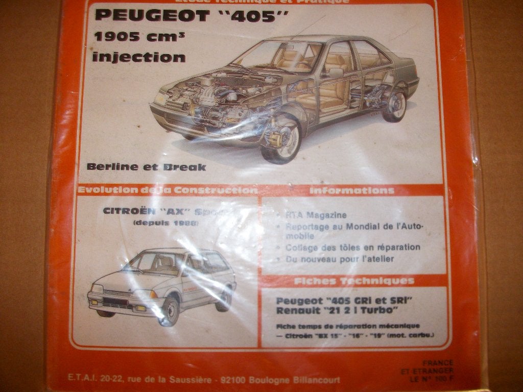 revue technique peugeot 405 1900i de 1987-1988, Enlèvement ou Envoi