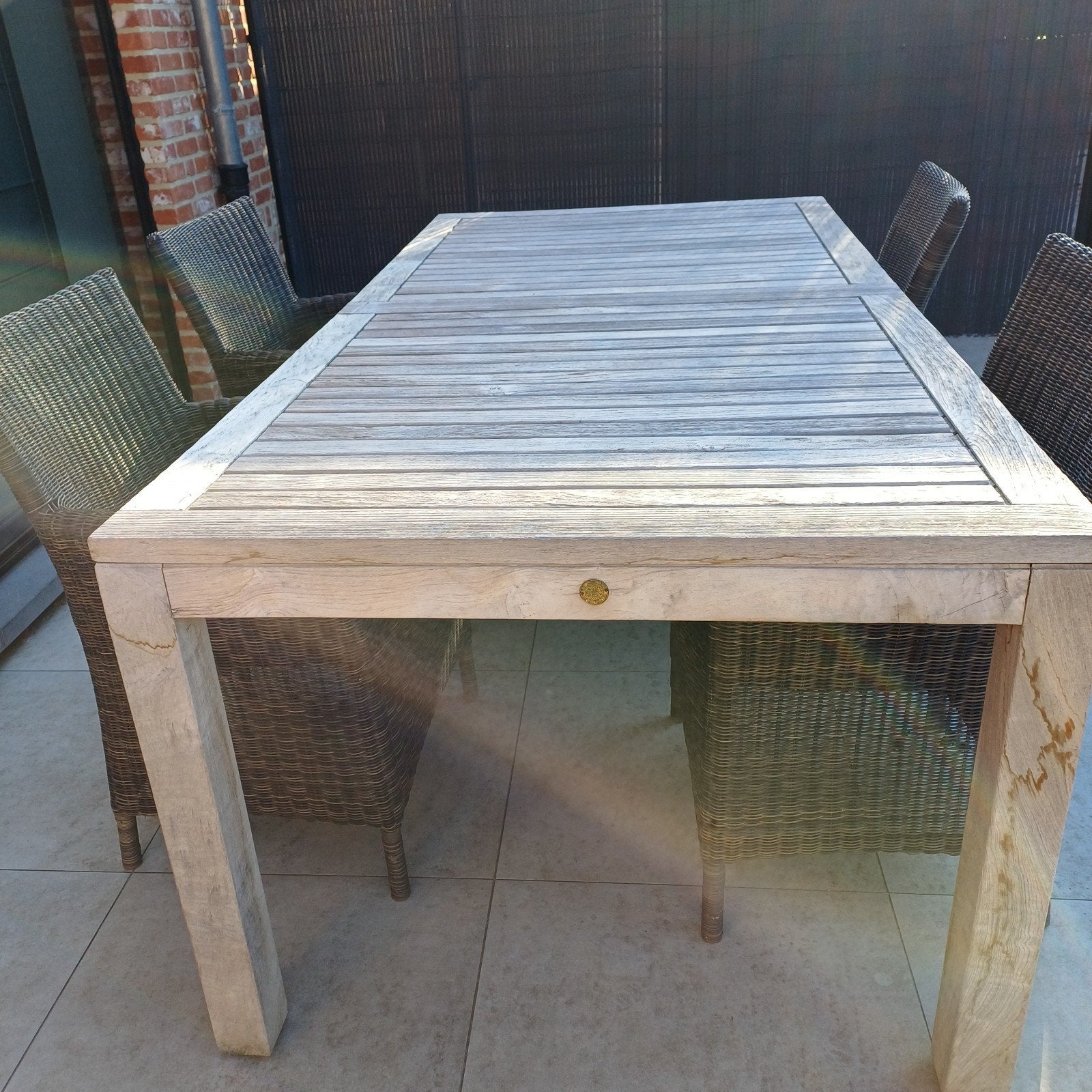 Tuinset tafel met 4 stoelen, Ophalen, Zo goed als nieuw, Rechthoekig, Wicker