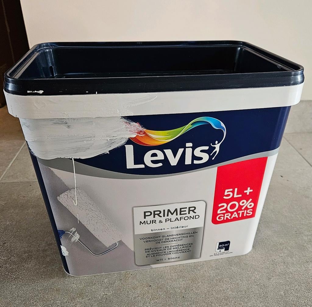 Levis primer mur + plafond, Doe-het-zelf en Bouw, Ophalen, Wit, Minder dan 5 liter, Verf