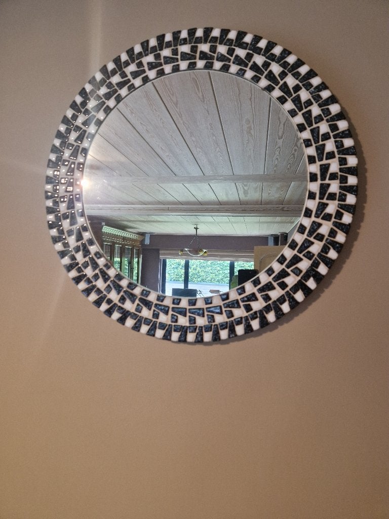 Ronde mozaïekspiegel, Huis en Inrichting, Woonaccessoires | Spiegels, Rond, Ophalen of Verzenden, Zo goed als nieuw, Minder dan 100 cm