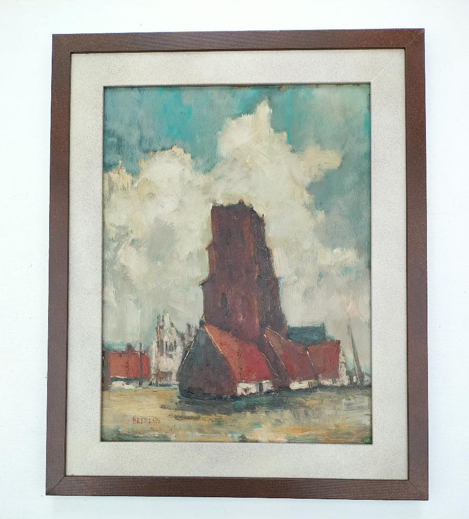 Olieverfschilderij op paneel. Sylvain Beerens. 1917-2005, Antiquités & Art, Enlèvement ou Envoi