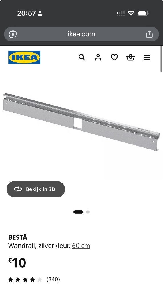 3 x rail mural Besta IKEA - 302.848.46, Neuf, Moins de 25 cm, Enlèvement, Métal