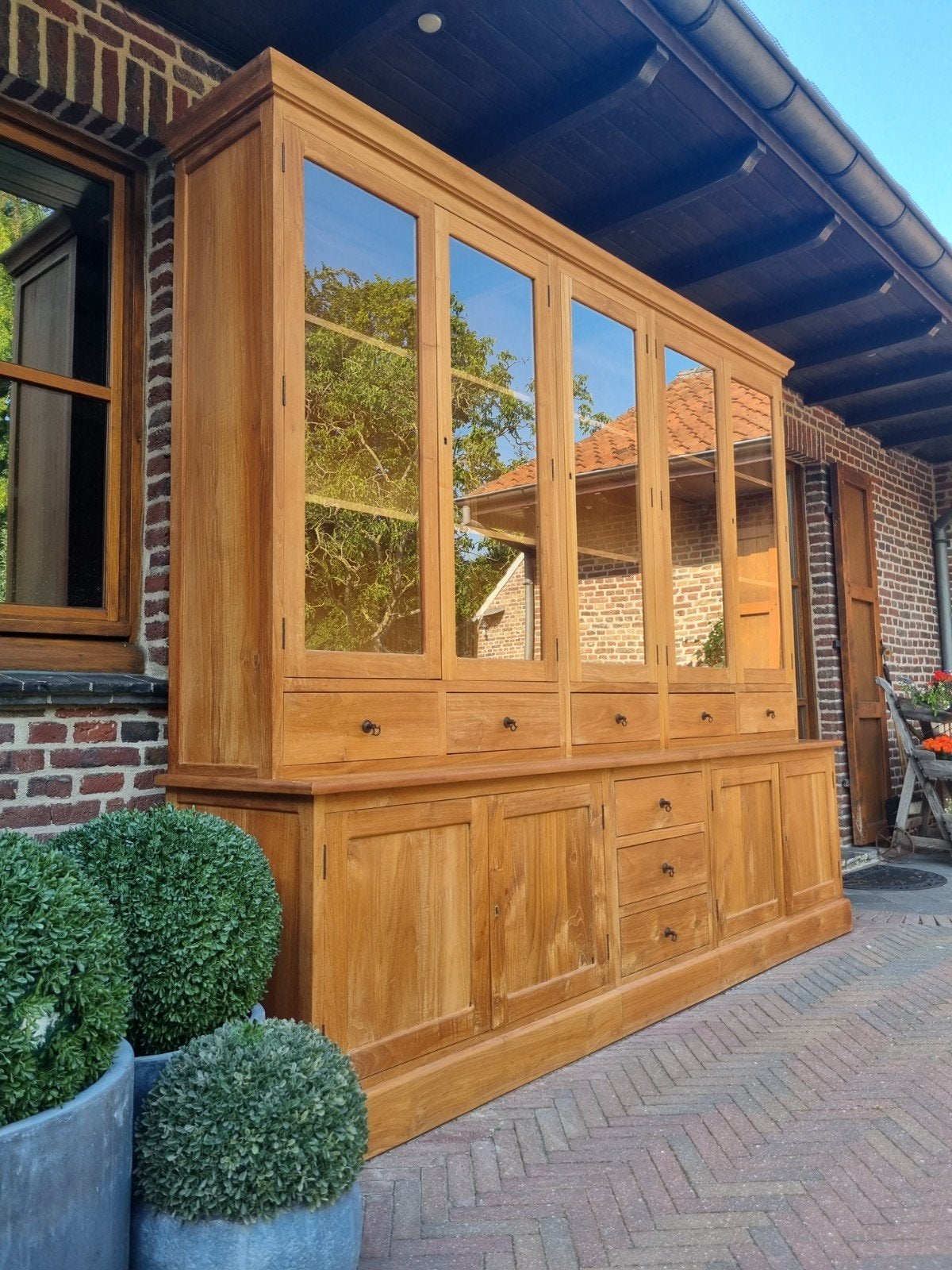 Teak buffetkast/vitrinekast art.155/26.1, Ophalen, 200 cm of meer, ., Teakhout