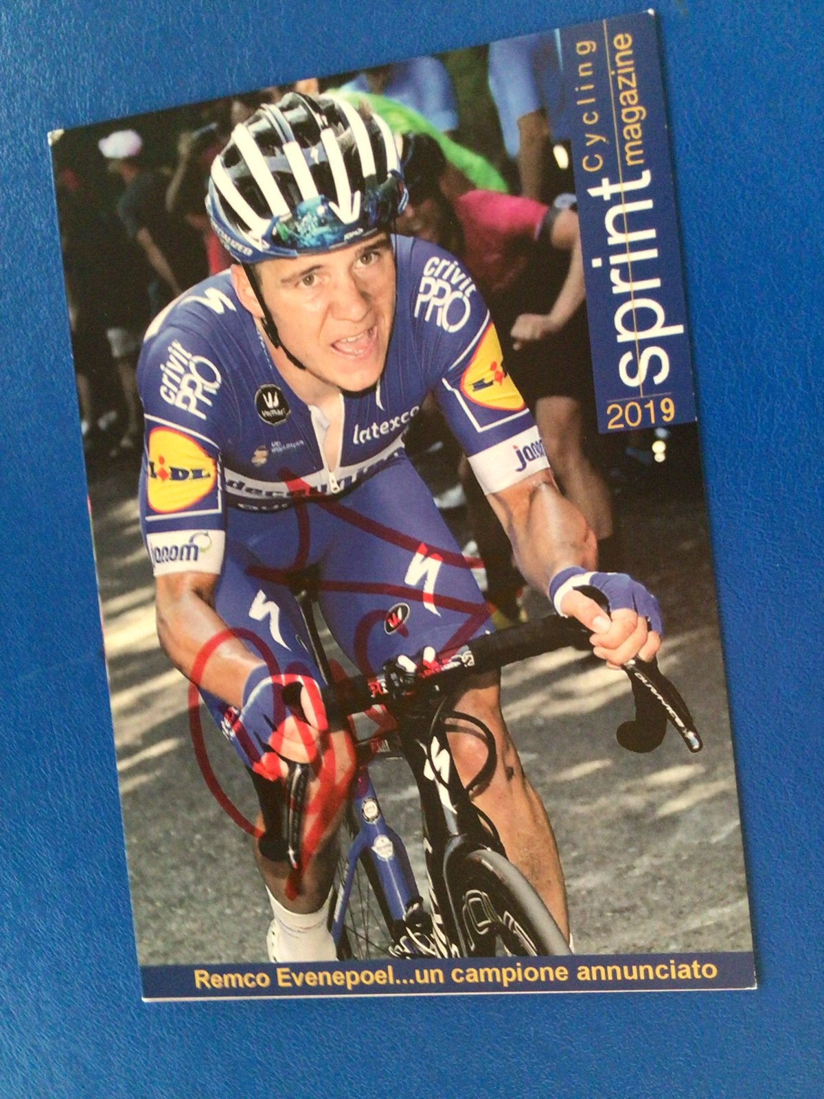 wielerkaart 2019 team quick step remco evenepoel signe, Envoi, Comme neuf