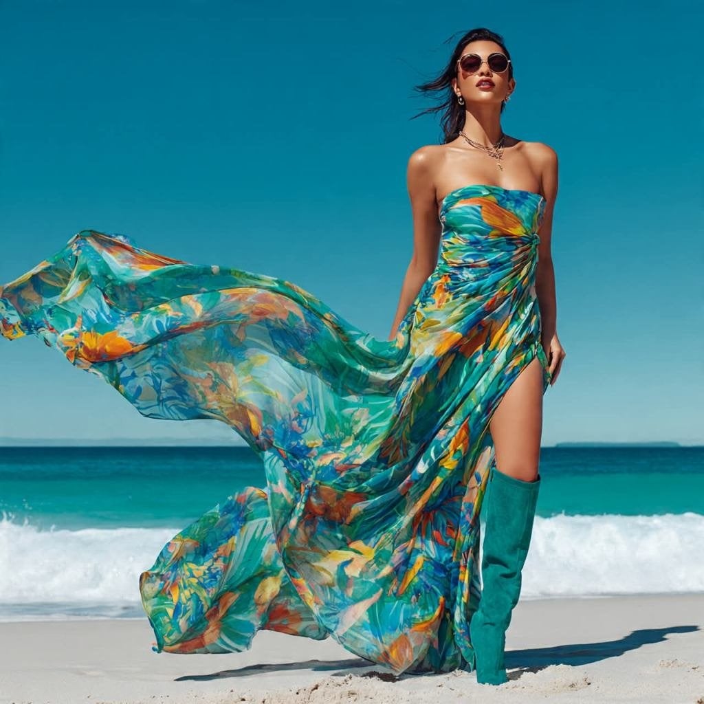 Belle robe en satin aux couleurs estivales neuve, Neuf, Robe de gala, Taille 38/40 (M), Enlèvement ou Envoi