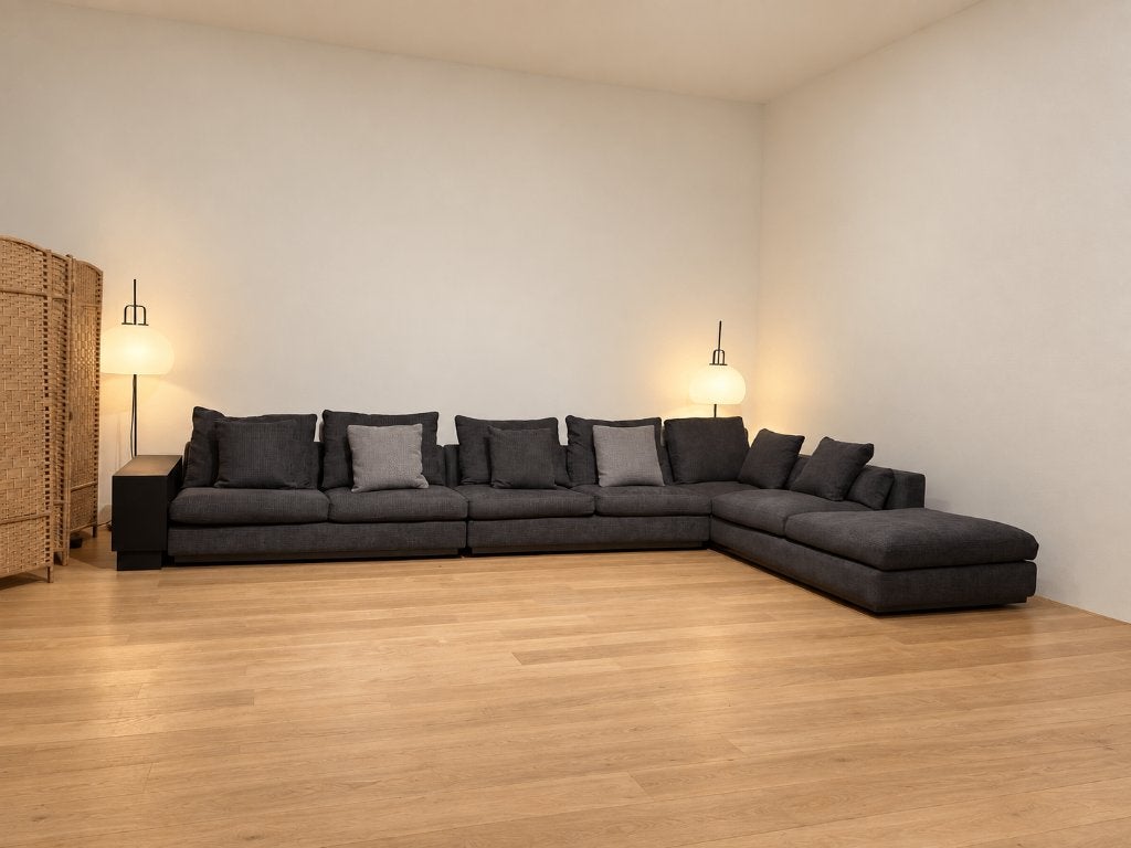 ZGAN Minotti Andersen Hoekbank | NP €30.000, Hoekbank, 300 cm of meer, Ophalen of Verzenden, Zo goed als nieuw