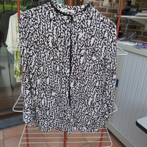 Blouse nieuw zijde print zwart-wit zijde D. Schumacher mt 38, Maat 38/40 (M), Meerkleurig, Nieuw, Ophalen of Verzenden