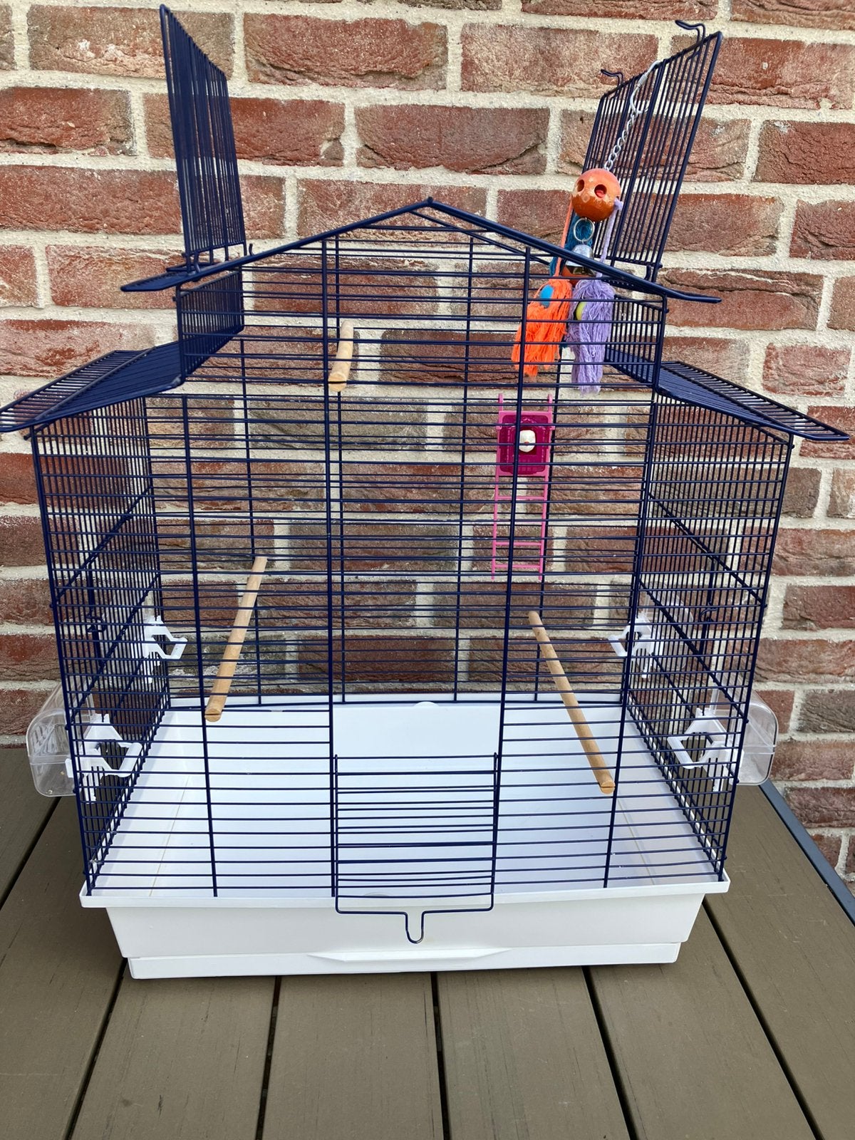 BLAUWE VOGELKOOI OPEN DAKJE EN TOEBEHOREN 60 EURO, Dieren en Toebehoren, Ophalen, Zo goed als nieuw, Overige materialen, Vogelkooi