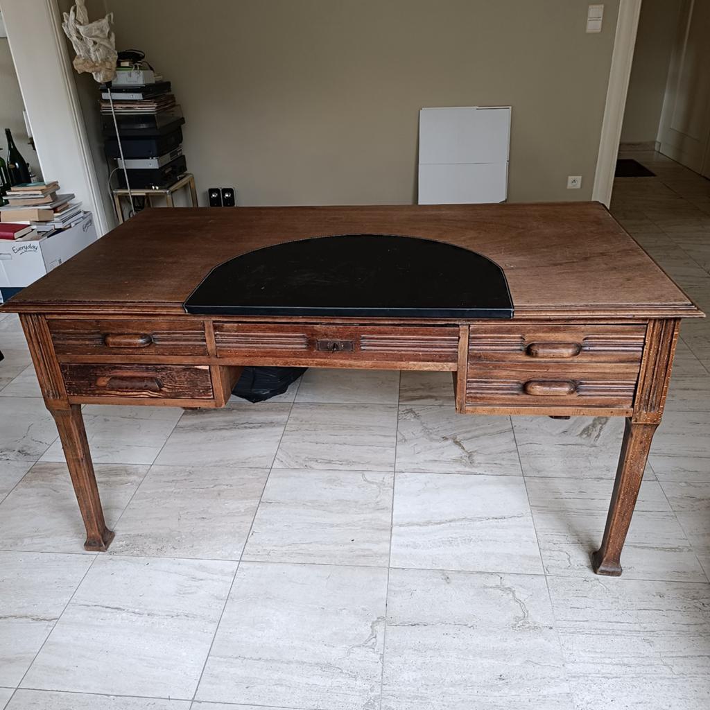 Antiek houten bureau / schrijftafel met lades, Antiek, Ophalen, Met lades, Zwart