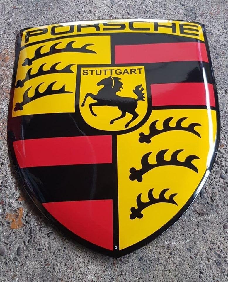 Porsche stuttgart XXL emaillen garage showroom bord  logo, Ophalen, Gebruikt, Reclamebord