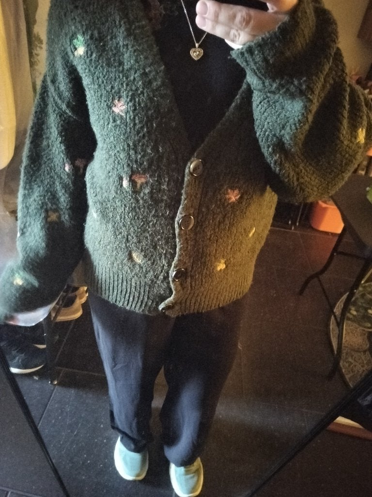 Zara fairycore embroidered geborduurd cardigan oversized S, Ophalen of Verzenden, Zo goed als nieuw, Maat 36 (S), Groen