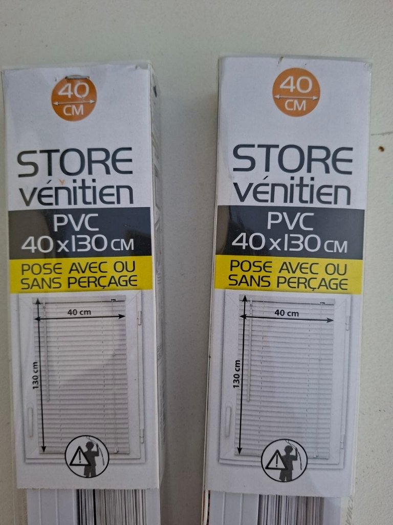 2x store vénition PVC 40 x 130 cm blanc neuf, Neuf, Enlèvement ou Envoi, 40 cm, Plastique
