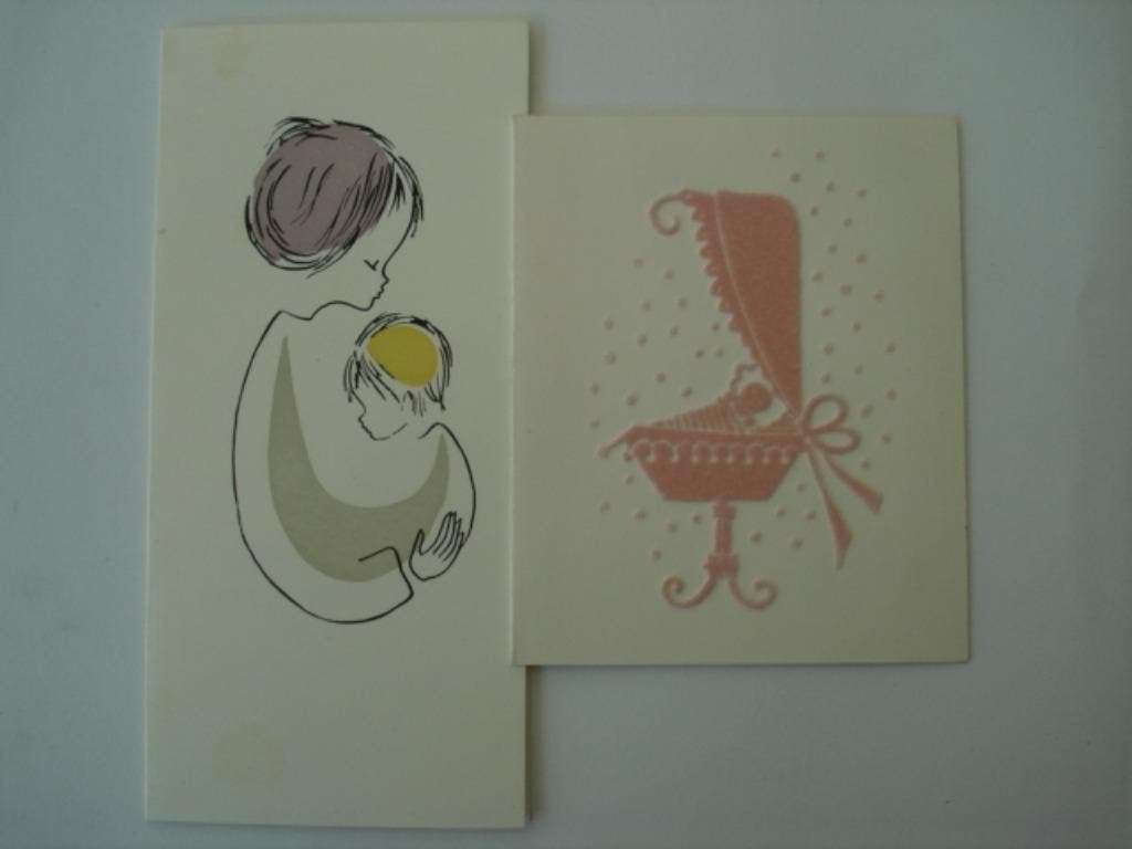 BK1. Lot van 2 geboortekaartjes 1961 en 1965, Verzamelen, Geboortekaartjes en Visitekaartjes, Verzenden, Voor 1970, Geboortekaartje