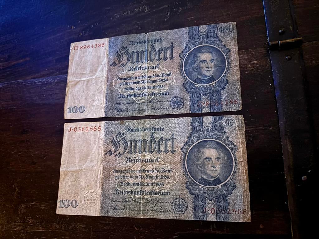 100 Reichsmark (deux billets), Enlèvement ou Envoi, Allemagne, Billets en vrac