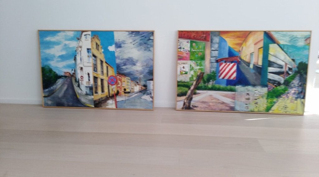 twee moderne schilderijen, Antiek en Kunst, Ophalen