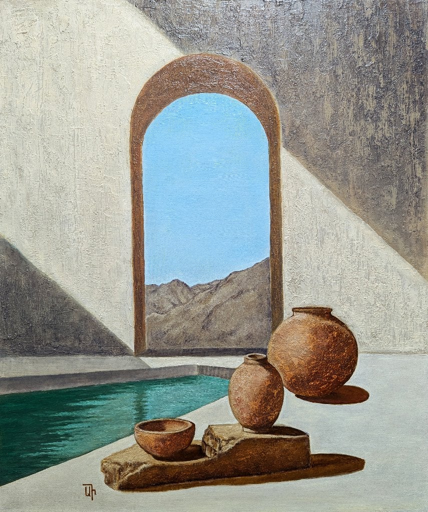 Peinture « Portal », Antiquités & Art, Art | Peinture | Moderne, Textile, Peinture à l'huile, Autre sujet, Sur cadre en bois