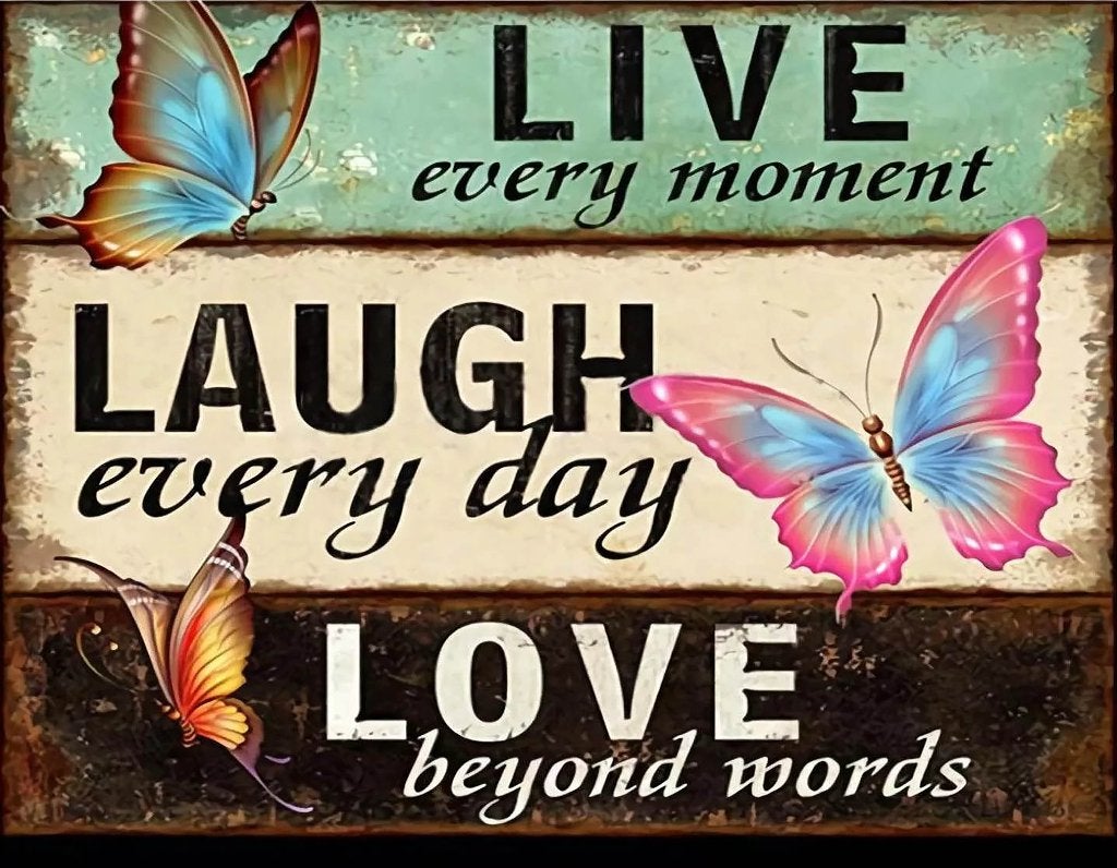 50x40cm Diamond Painting Live Laugh Love Vlinders nr 956, Verzenden, Overige thema's, Nieuw, Meerkleurig