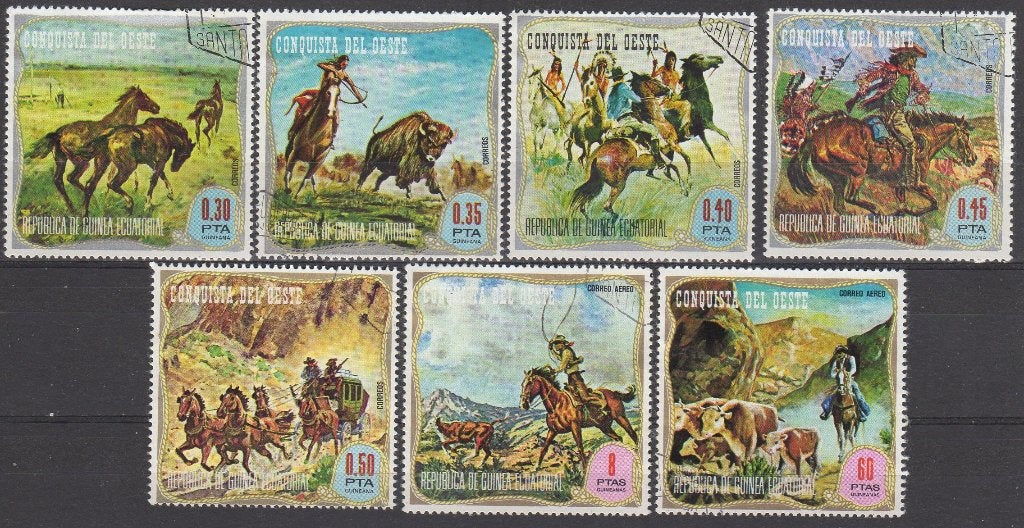 Equatoriaal Guinea - Taferelen uit het Wilde Westen, Timbres & Monnaies, Timbres | Afrique, Enlèvement ou Envoi, Non oblitéré