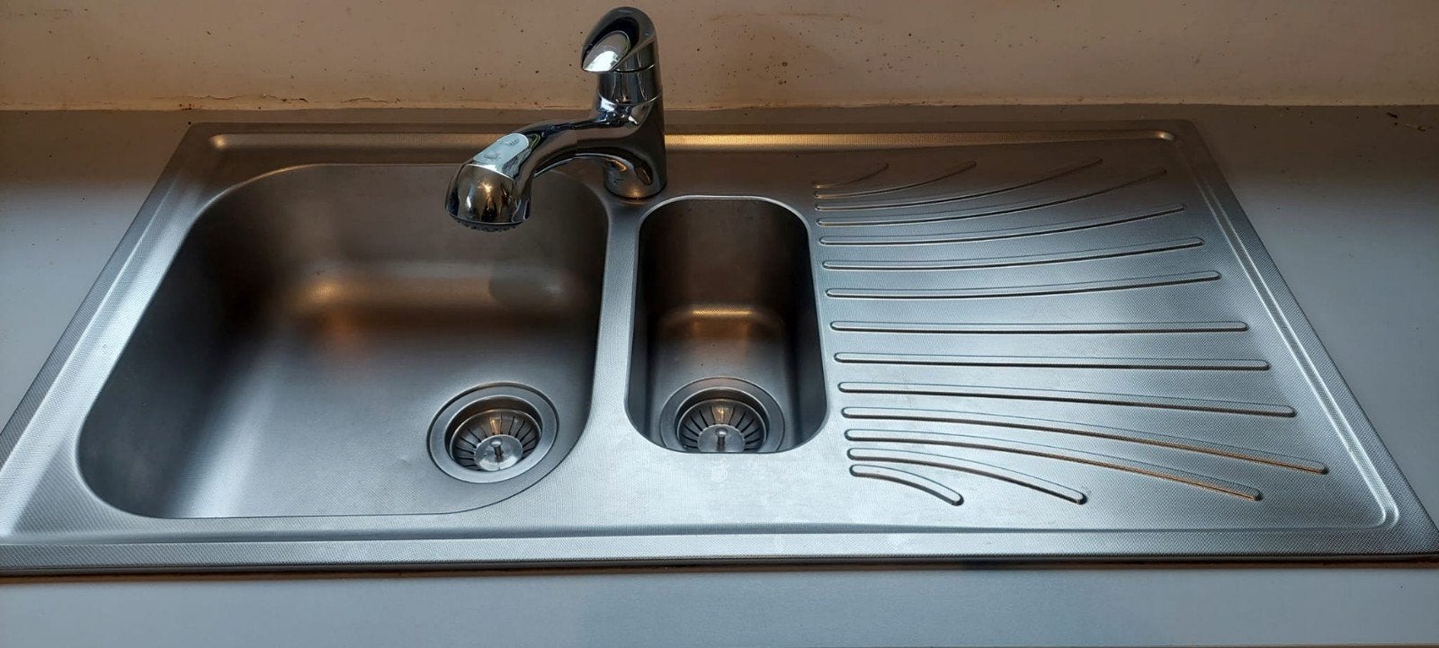 évier inox et mitigeur Grohe extensible avec douchette, Enlèvement, Utilisé, 25 à 50 cm, 50 à 100 cm