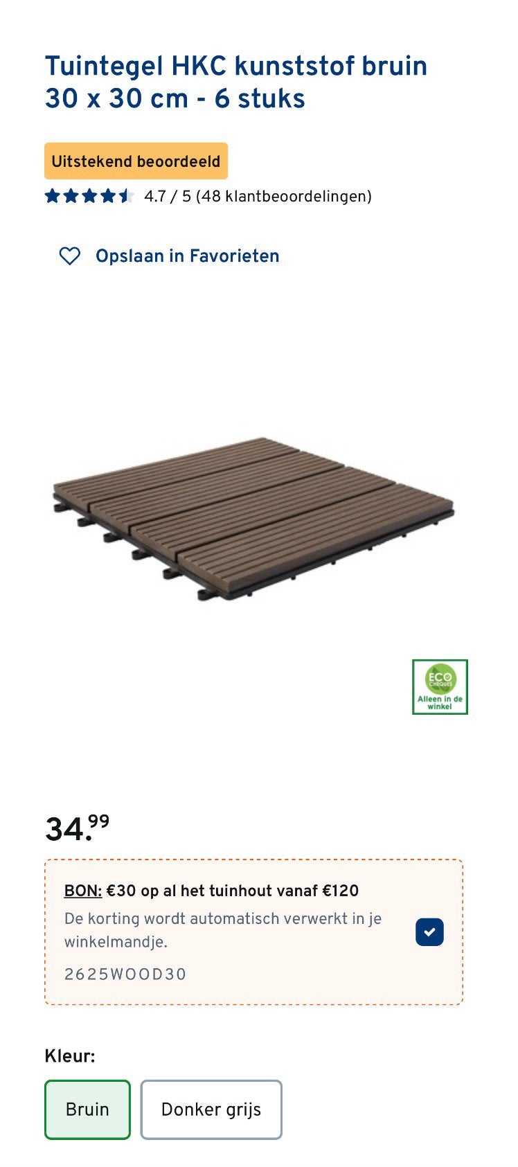 Terrastegels Gamma 4x6 stuks 30x30 bruin, Tuin en Terras, Tegels en Klinkers, Zo goed als nieuw, Terrastegels, Composiet, Ophalen