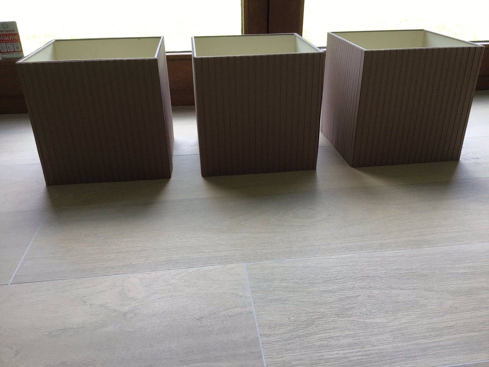 Set van 3 lampenkappen, Beige, Vierkant, Zo goed als nieuw, Textiel