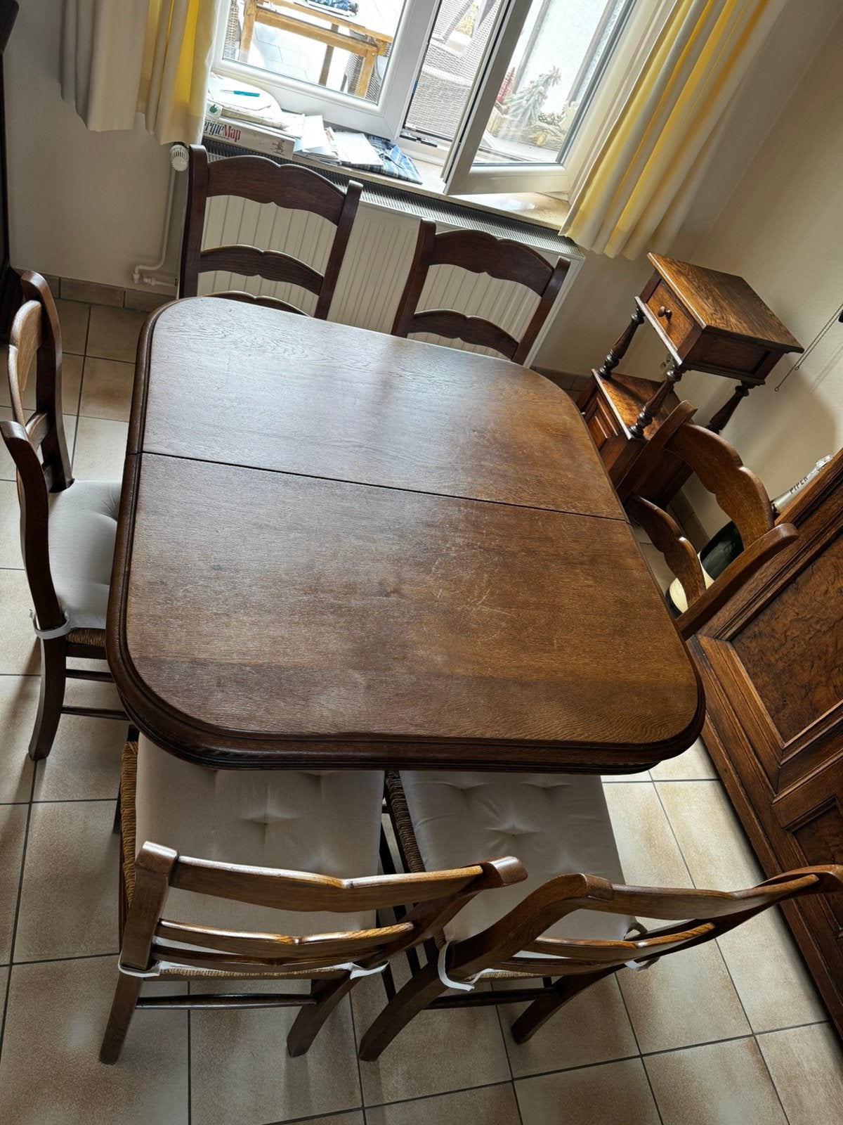 Eiken tafel, Maison & Meubles, Salles à manger complètes, Enlèvement, Utilisé, Landelijk, 4 à 6 chaises