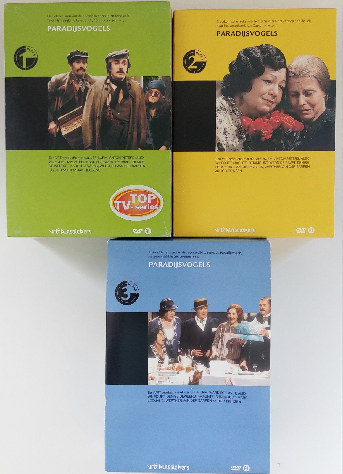 Dvd boxen De Paradijsvogels
De volledige serie Deel 1tot 11, Cd's en Dvd's, Ophalen of Verzenden