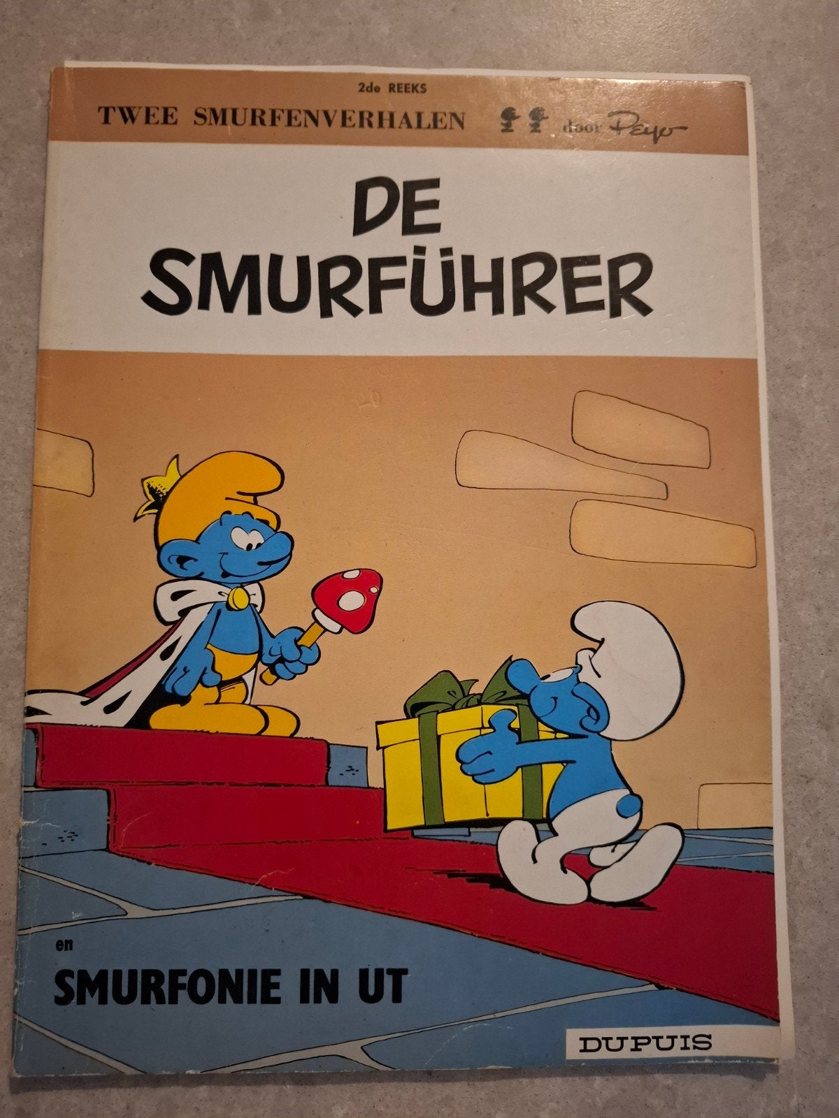 Smurfen 'De smurführer', Boeken, Gelezen, Peyo, Eén stripboek, Ophalen of Verzenden