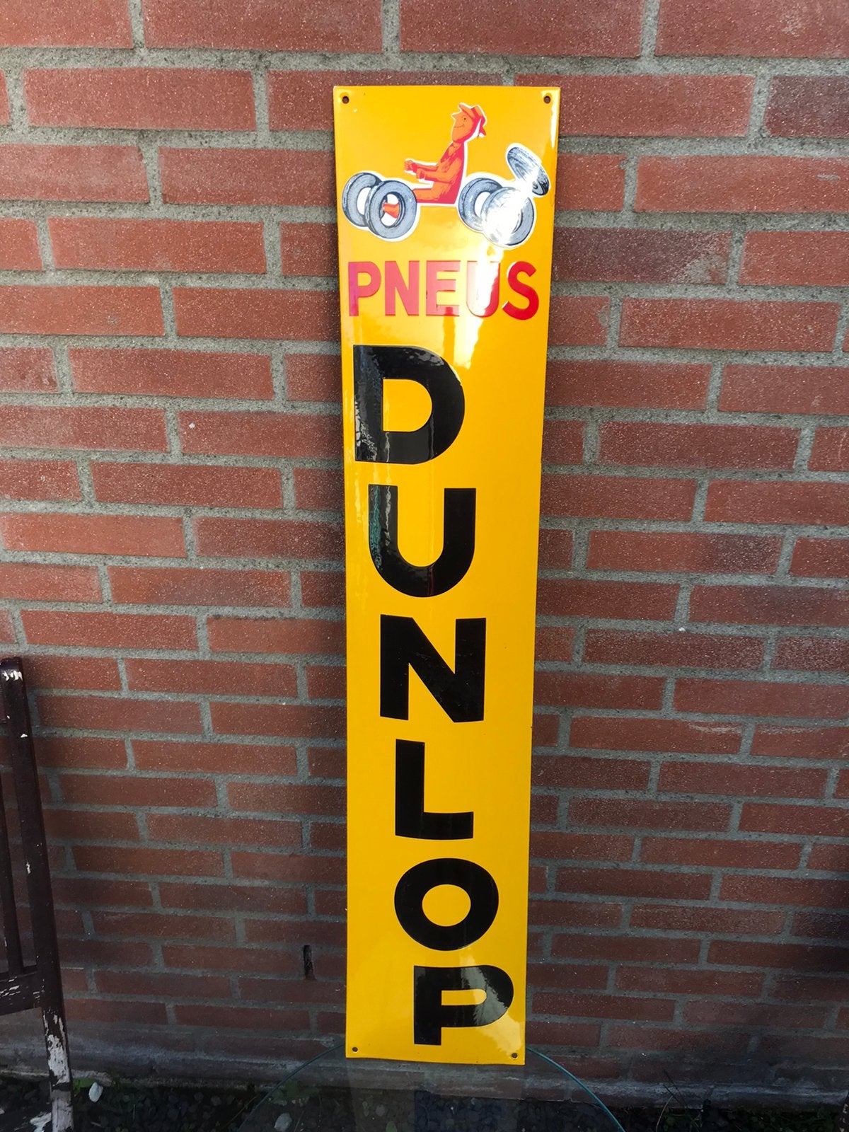 Panneau publicitaire en émail pour pneus DUNLOP, Enlèvement ou Envoi, Comme neuf, Panneau publicitaire