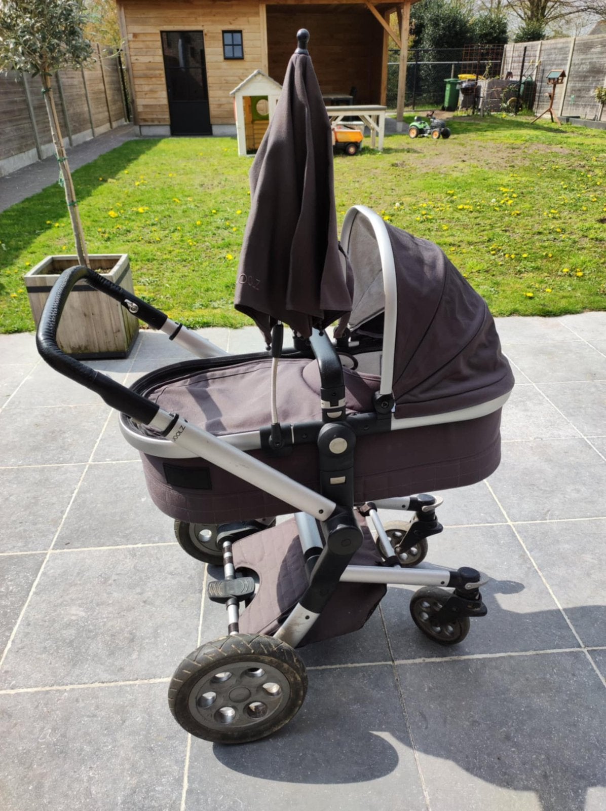 Joolz 3-in 1 kinderwagen donkergrijs, Gebruikt, Luchtbanden, Ophalen, Kinderwagen
