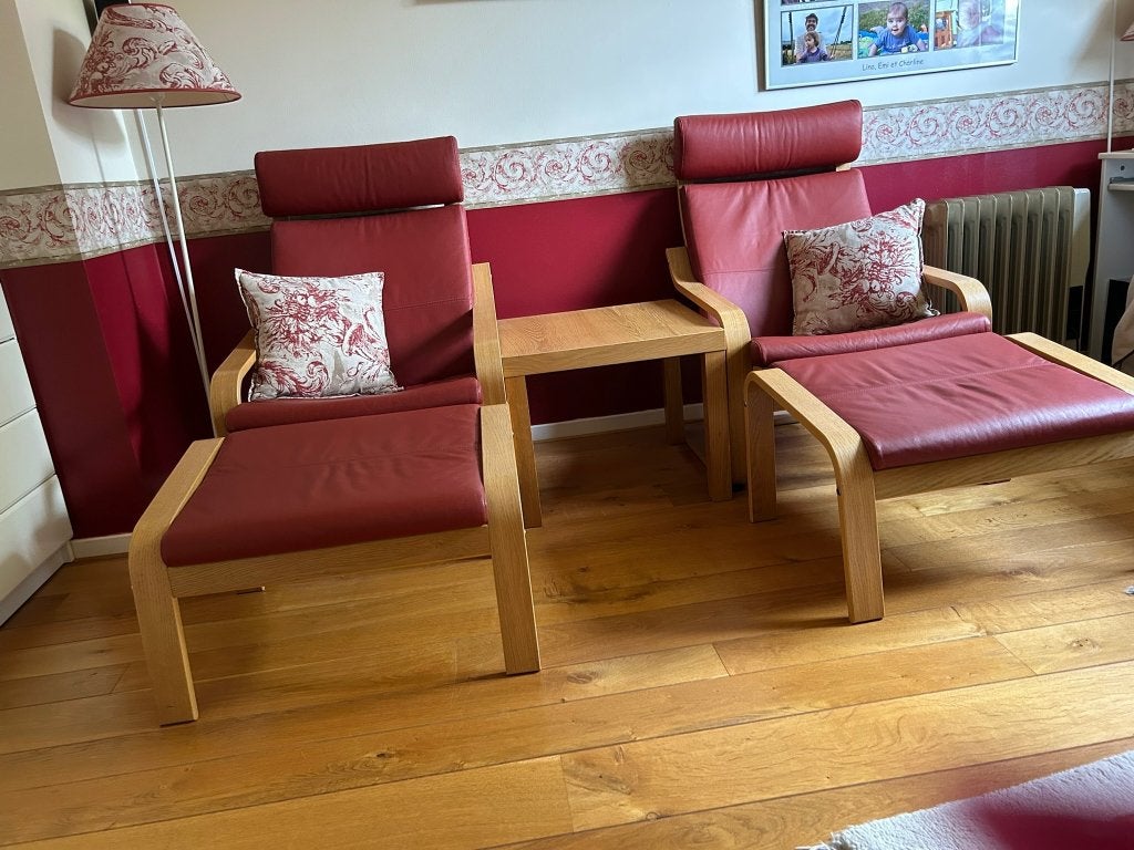 2 fauteuils avec repose-pieds - 2 couleurs fournies, Moins de 75 cm, Tissus, Moins de 150 cm, Comme neuf