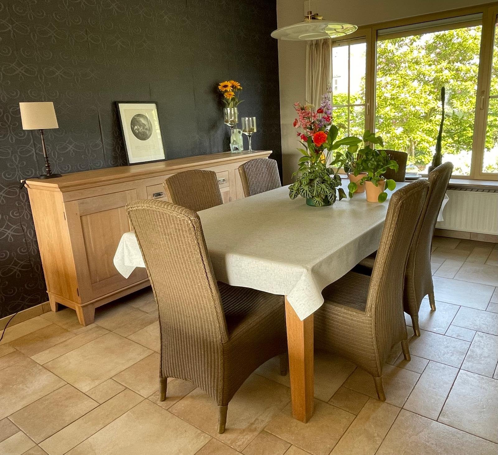 Eetplaats met 6 stoelen, Maison & Meubles, Tables | Tables à manger, Utilisé, 100 à 150 cm, 200 cm ou plus, Cinq personnes ou plus