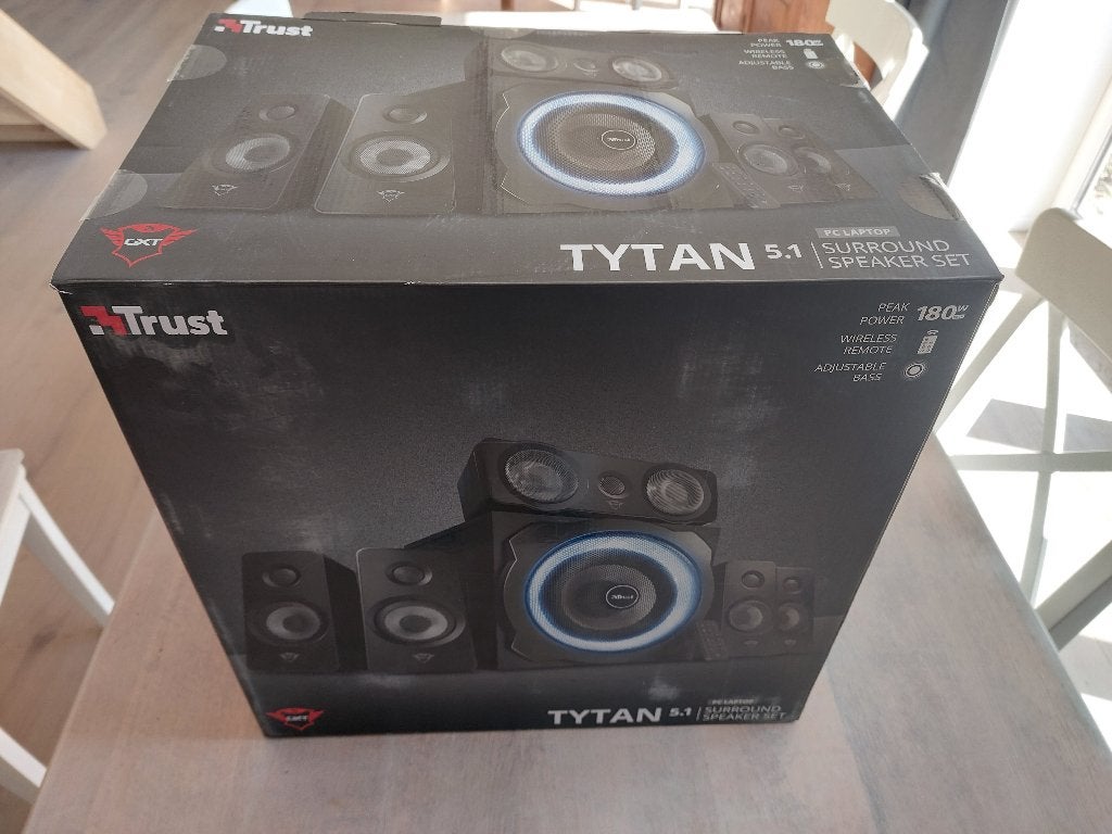PC speaker Trust GXT 658 Tytan 5.1, Computers en Software, Ophalen, Zo goed als nieuw, Audiokanaal 5.1, Trust