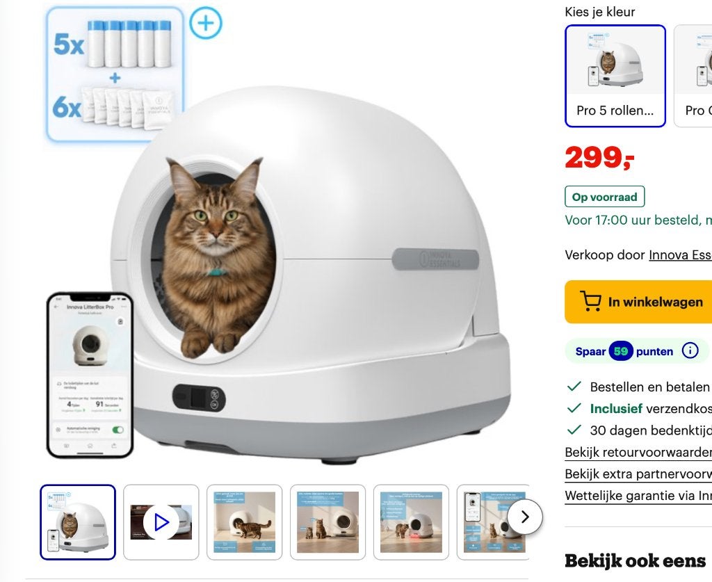 Zelfreinigende kattenbak, Animaux & Accessoires, Enlèvement, Autonettoyant, Comme neuf, Ouvert