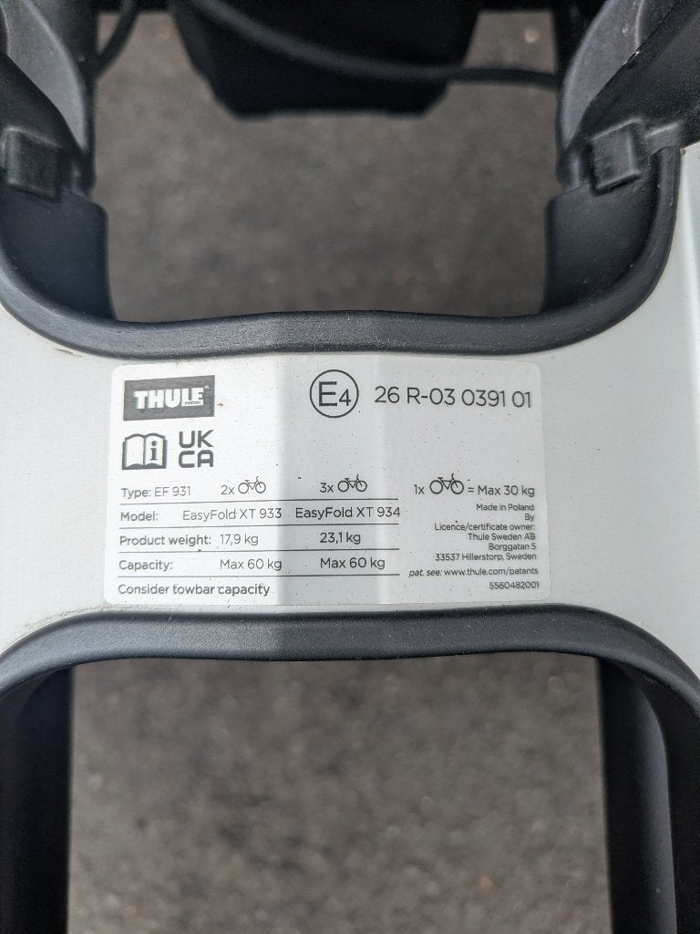 Thule EasyFold XT 2 (933) fietsendrager voor trekhaak, Auto diversen, Fietsendragers, Ophalen, Nieuw, 2 fietsen, Trekhaakdrager