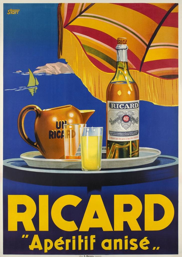 Metalen reclamebord Ricard anisé 3 - retro vintage mancave, Verzamelen, Ophalen of Verzenden, Zo goed als nieuw, Reclamebord