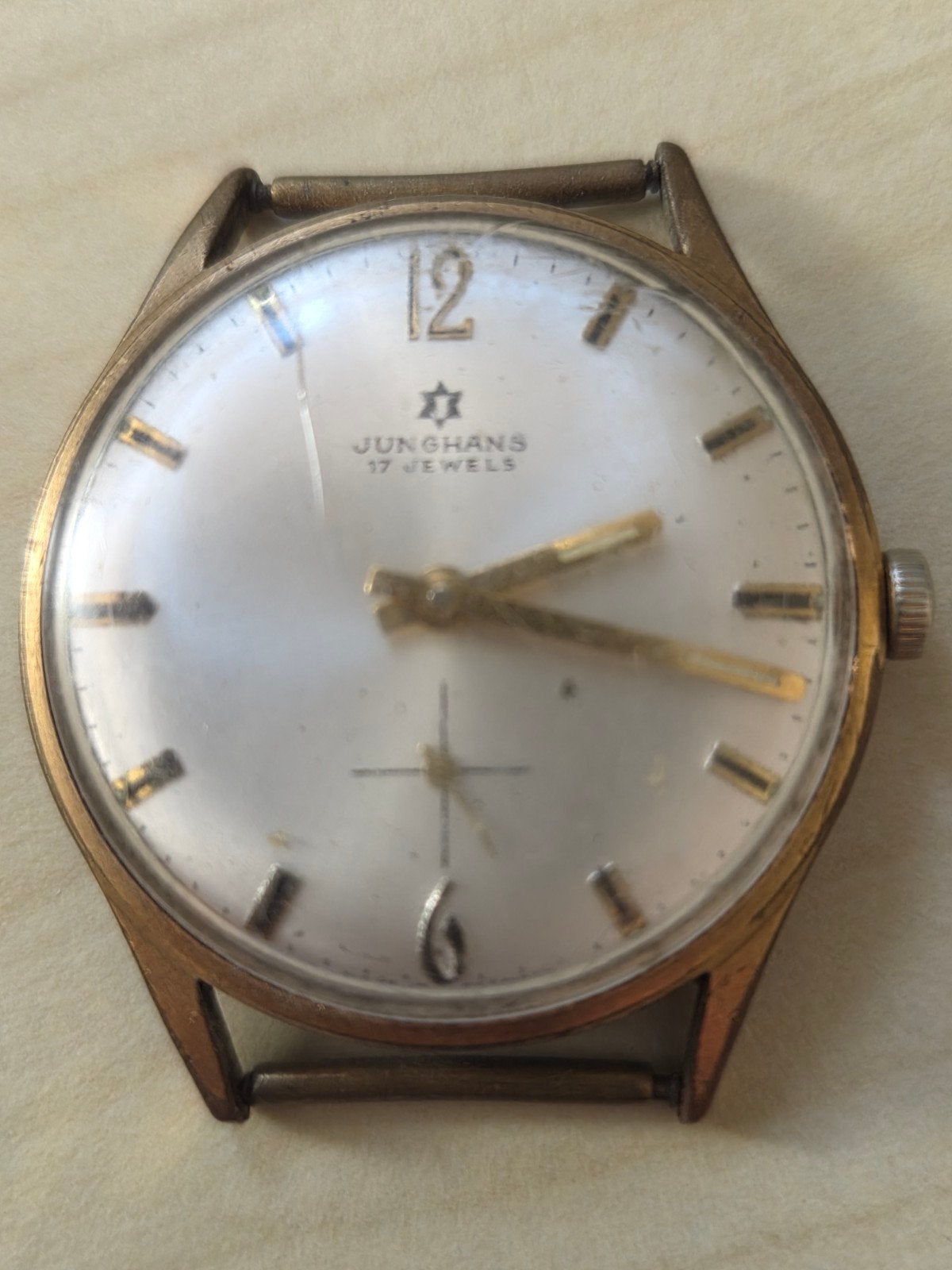 Junghans 17 Jewels horloge  Werkend, Enlèvement ou Envoi, Acier, Doré