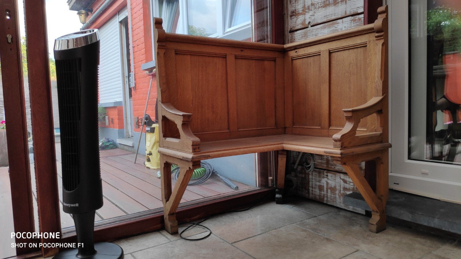 Banc d'église en chêne massif 90 x 72 x H105, Antiquités & Art, Enlèvement