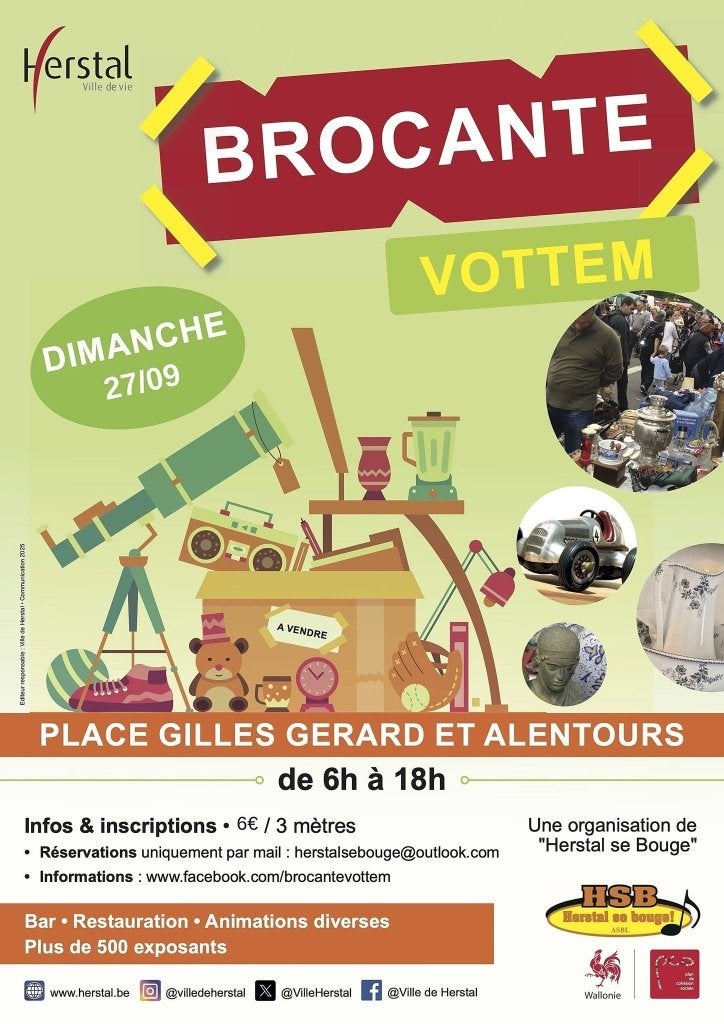 brocante a  vottem ce dimanche 27 septembre 2026, Enlèvement